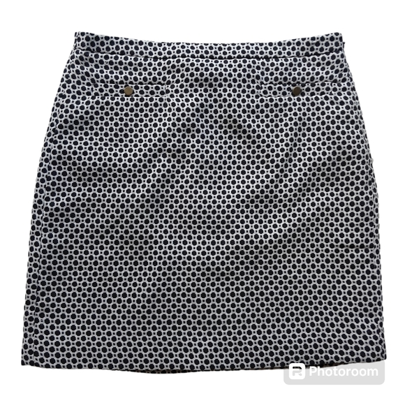 LOFT Dresses & Skirts - Ann Taylor Loft Lined Black & White Mini Skirt with coper button detail on front